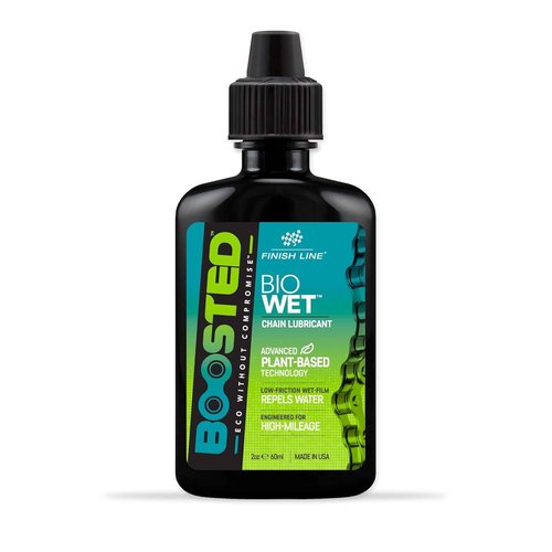 Finish Line Boosted Bio Wet Bike Chain Lubricant - Plant-Based, Water-Repelling Formula, 2 oz