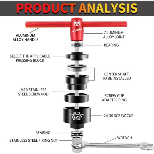 MUQZI Bottom Bracket Bearing Install Removal and Headset Press-in Tool MTB Road Bike Multifunction Tools Kit for BB86 BB30 BB92 PF30, Red