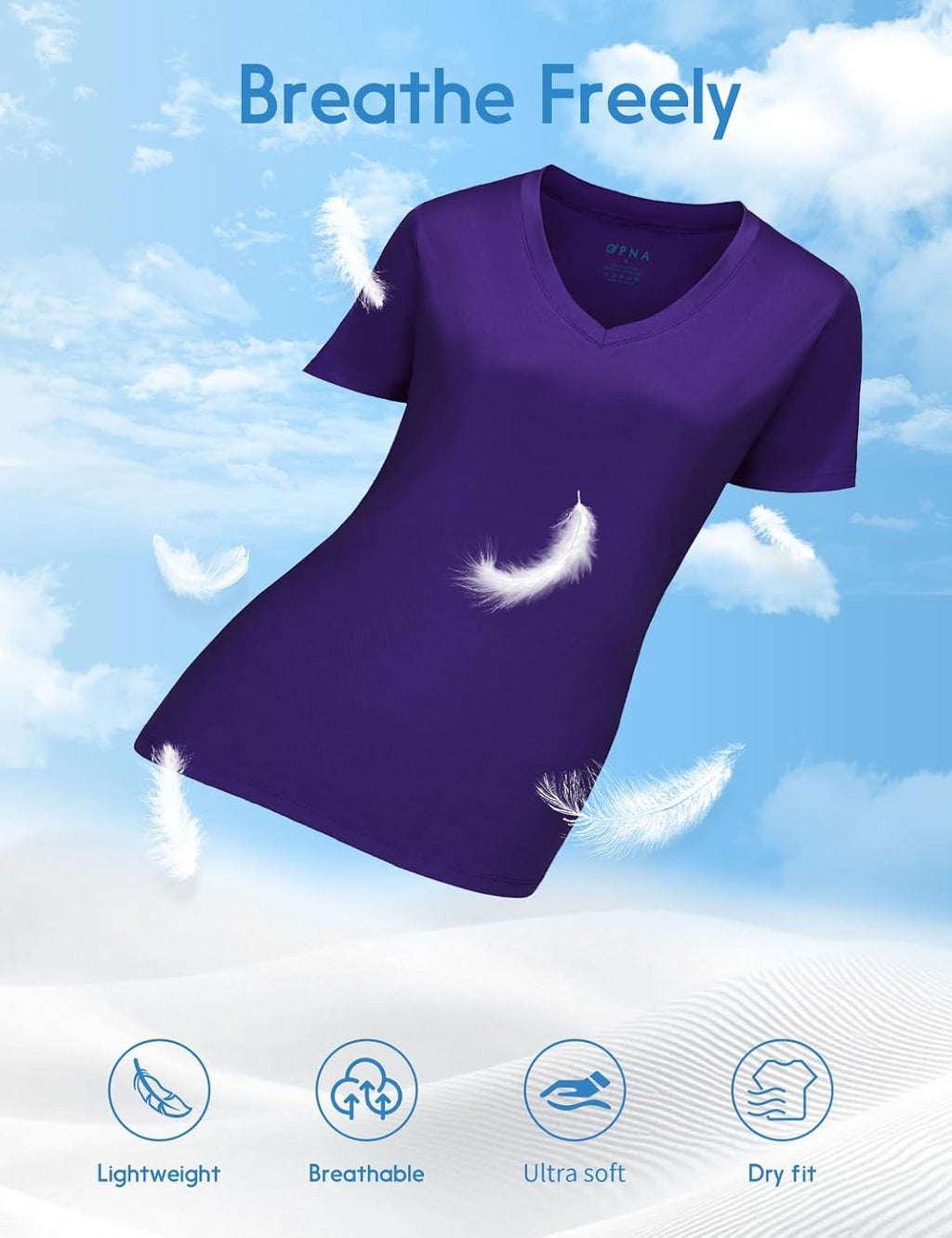 Skiennix V-Neck T-Shirts for Women - Athletic Short Sleeve Workout Top with UV Protection & Quick Dry
