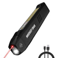 Mossy Oak Rechargeable Flat Flashlight, 1200LM Pocket Work Light with Red Light, Magnetic Base & Clip, Slim 5-Mode LED Flashlight for EDC, Outdoor & Home Use - Black