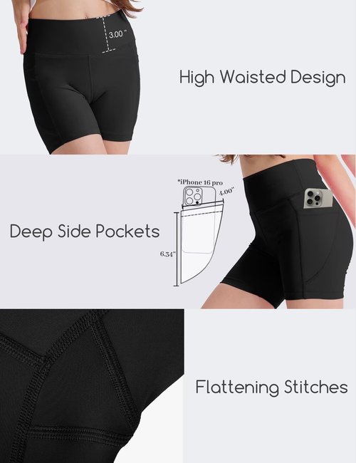 SKIDREAM 3 Pack Girls 4'' Biker Shorts with Pockets, High Waisted Athletic Running Yoga Shorts for Kids Teen