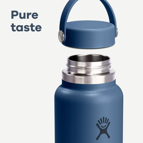 Hydro Flask Water Bottle - Insulated Stainless Steel - Wide Mouth Flex Lid, Non Spill, Leakproof and Refillable in 20 Oz Tonal White