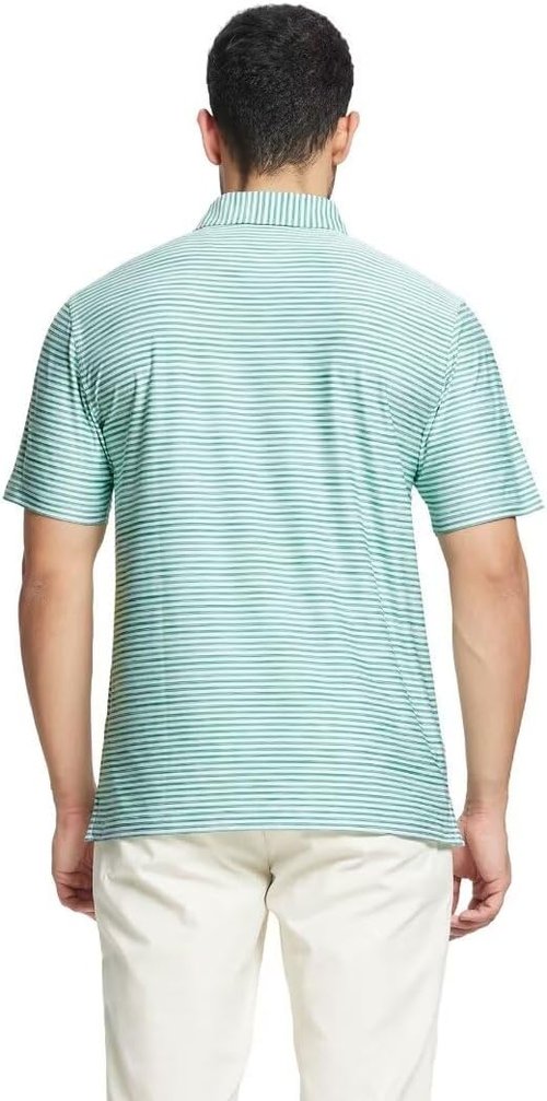 M MAELREG Golf Polo Shirt - Men's Short Sleeve Dry Fit Striped Performance | Moisture-Wicking Casual Wear