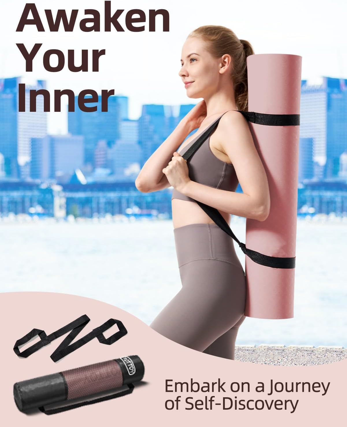 YOTTOY Yoga Mat - Extra Wide 72"x32"x1/3" Non-Slip Eco-Friendly TPE for Home Workouts | Includes Strap Bag