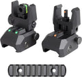 Fiber Optic Sights - Flip-Up Front & Rear Backup Sights with Green/Red Optics | Durable Black Polymer