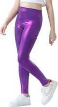 Skiennix Girls Metallic Leggings - Shiny Stretch Dance Pants for Kids & Teens | Active Wear