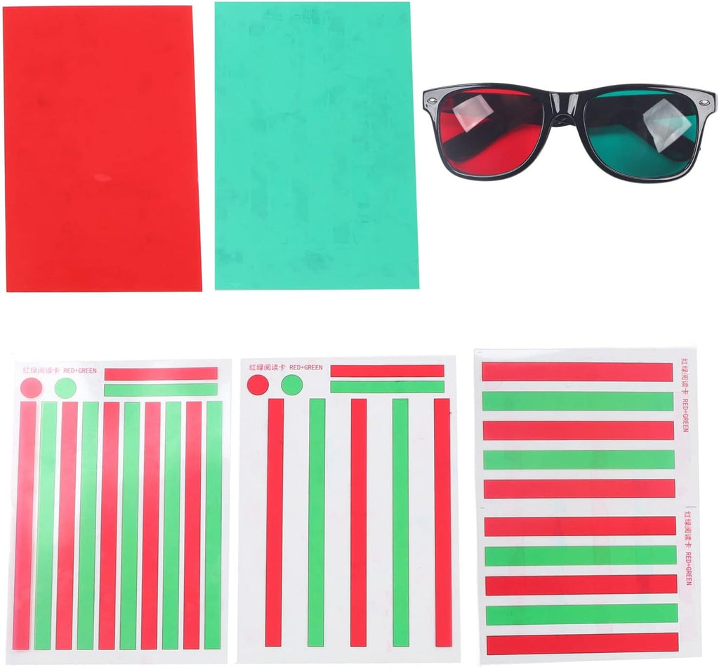 Red Green Vision Correction Cards - Myopia & Strabismus Eye Training Glasses for Amblyopia | Reading Aids