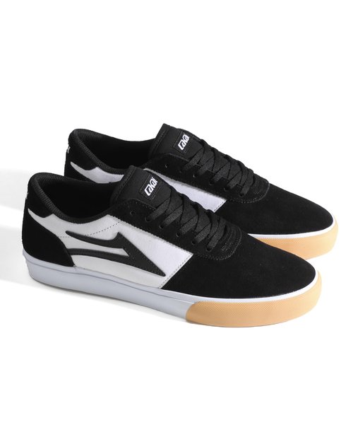 Lakai Manchester Mens Skate Shoes – Black White Gum Toe Low-Top Skateboard Sneakers for Men – Size 10