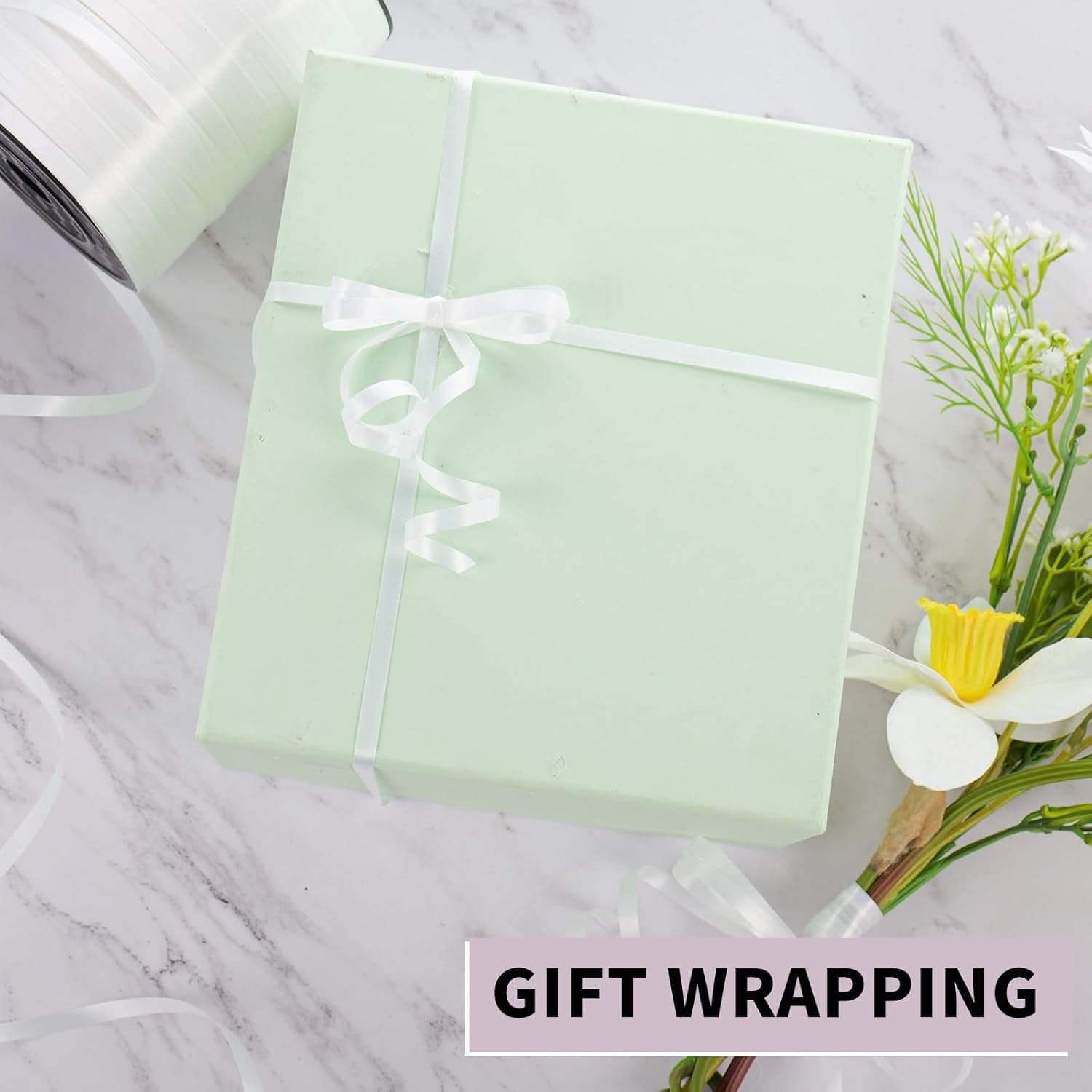 Skiennix White Curling Ribbon - 600 Yards, 1/5 Inch Thin Ribbon for Gift Wrapping & Party Decorations