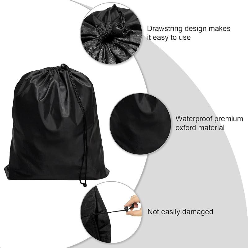8-Pack Drawstring Bags with Toggle - Durable Nylon Cinch Sacks, Gym, Travel, Black 8 x 6 Inch