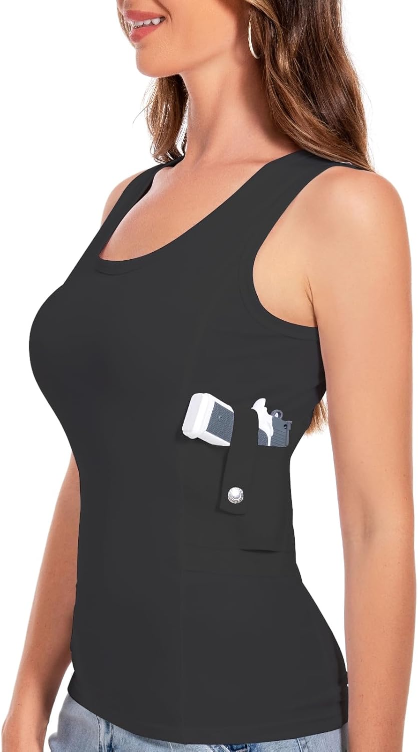 Skiennix Concealed Carry Holster Tank Top - Tactical Compression Shirt for Small Firearms | Comfortable Fit