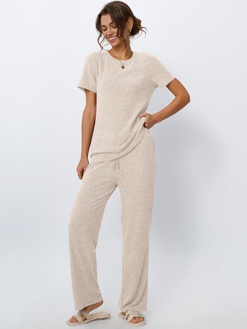 LILLUSORY Women's Lounge Sets - 2 Piece Matching Summer Travel Outfits | Cute Casual Pajamas
