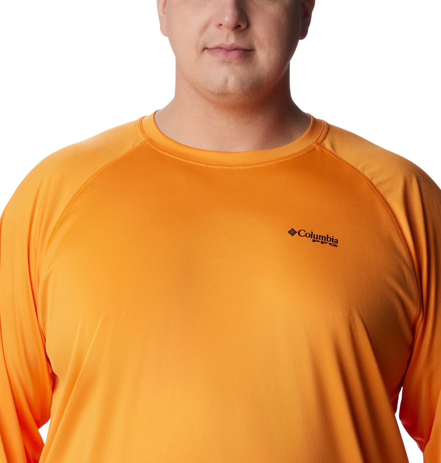 Columbia Men's Terminal Tackle Long Sleeve Shirt, Orange Blast/Black Logo, 1X Big