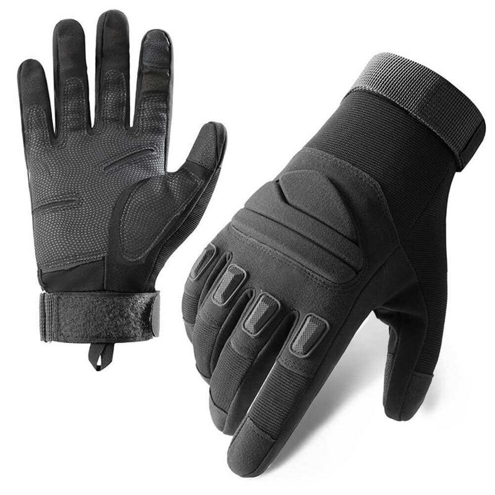 Surakey Tactical Shooting Hard Knuckle Gloves for Men Woman with Touchscreen Fingers Knuckle Protection for Outdoor Work Shooting Motorcycle Cycling Hunting (Black M)