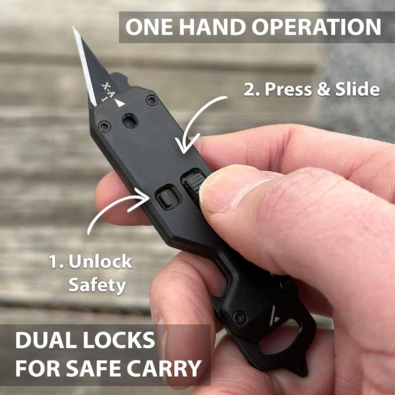 Edge XT Mini Utility Knife Keychain Multitool 10 Tools – 2-Pack Black