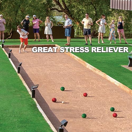 Regulation Size Bocce Ball Set with Red and Green 107mm Resin Balls - Includes Pallino & Carrying Bag