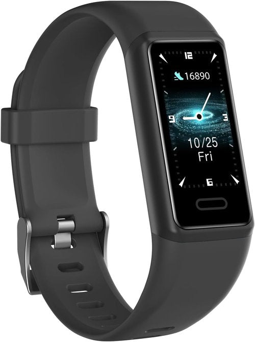 Cloudpoem Fitness Tracker - 24/7 Heart Rate Monitor & Sleep Tracker | IP68 Waterproof, Dark Black