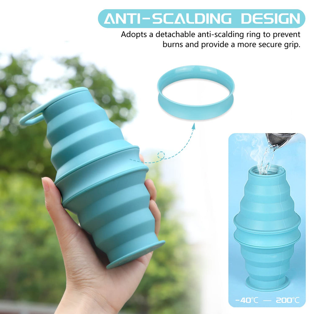 Nefeeko Collapsible Water Bottle,2 Pack 17oz Reuseable BPA Free Silicone Foldable Water Bottles for Travel Gym Camping Hiking, Portable Leak Proof Sports Water Bottle with Carabiner