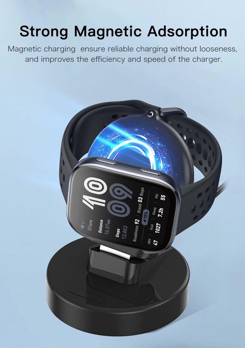 YAJOJO Portable 2-in-1 Magnetic Charger for Amazfit Bip 6/Amazfit Active 2 Square/Active 2 - Travel Separable Magnetic Charging Dock with USB Charger Cable