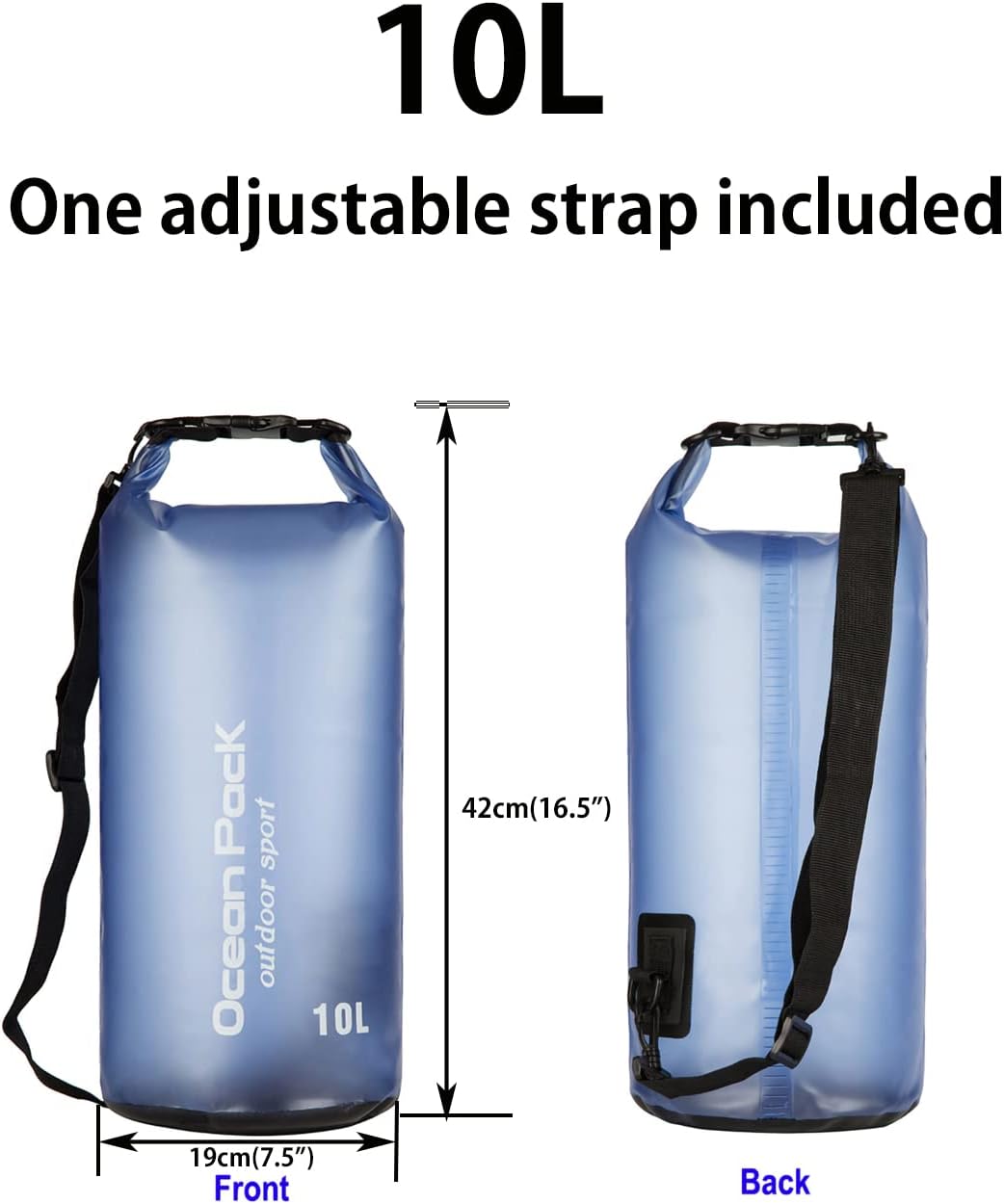 Skiennix Waterproof Dry Bag - 10L/20L Roll Top Backpack for Kayaking & Boating | Blue 10L