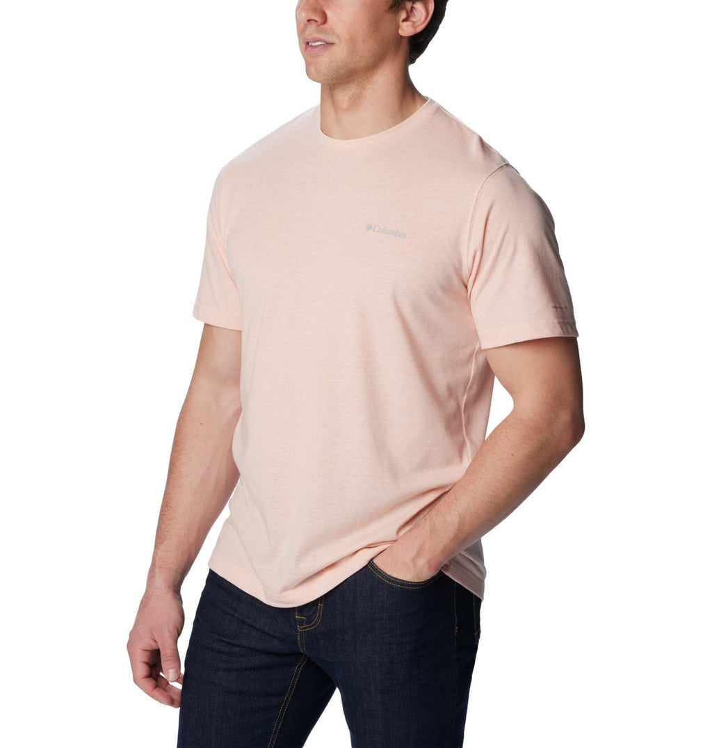 Columbia Men's Thistletown Hills Short Sleeve, Peach Blossom Heather, 2X Tall