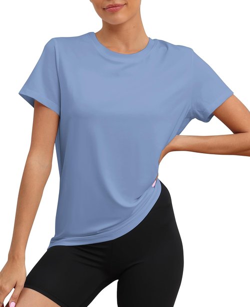 KevaMolly Workout Tops for Women - UPF50+ Breathable Loose Fit Yoga T-Shirts | Short Sleeve Athletic Tee