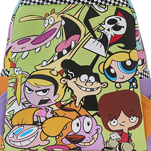 Cartoon Network Mini Backpack with Retro Collage Design - Vegan Leather, Adjustable Straps