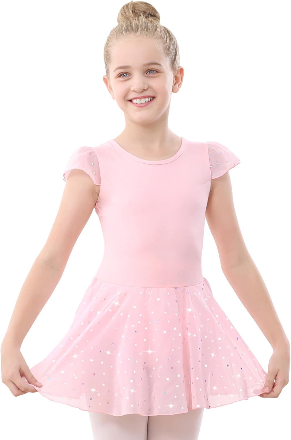 Stelle Ballet Leotards - Girls' Dance Outfit with Ruffle Sleeves | Toddler Pink Dress