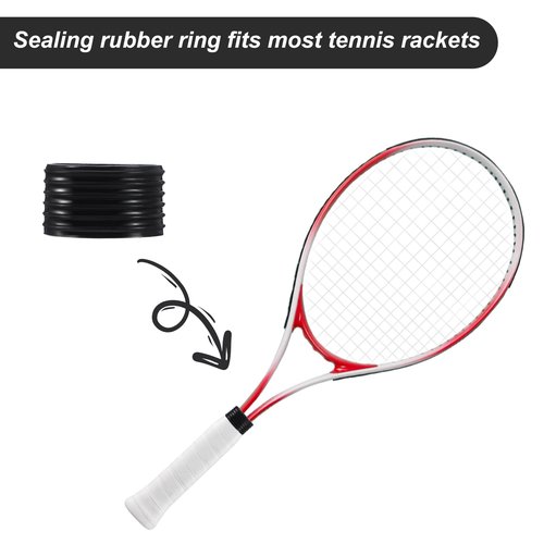 10 PCS Black Tennis Racket Handle Rubber Ring, Tennis Racket Silicone Racquet Grip Ring Racket Grip Bands Rubber Ring, Absorbent Overgrip in Place for Badminton Squash Baseball Racquetball Bat Handle