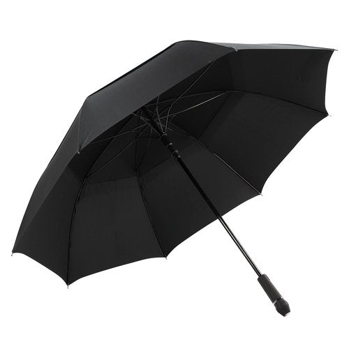 SoulRain 62 Inch Arc Umbrella Double Layer Vented Big Windproof Waterproof Umbrellas,Automatic Open Golf Umbrella for Men and Women and Family(black)