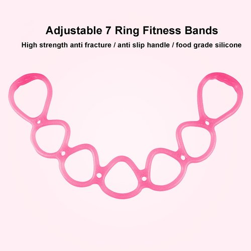 Reicyfang 7 Ring Adjustable Resistance Bands, Back, Foot, Leg, and Hand Stretcher, Arm Exerciser, Home Workout Walking Exercise Workout Bands for Home or Fitness Center (Pink)