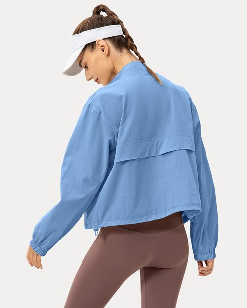 Locachy Women's Athletic Jacket - Lightweight Zip-Up with Stand Collar for Sun Protection | Perfect for Outdoor Workouts