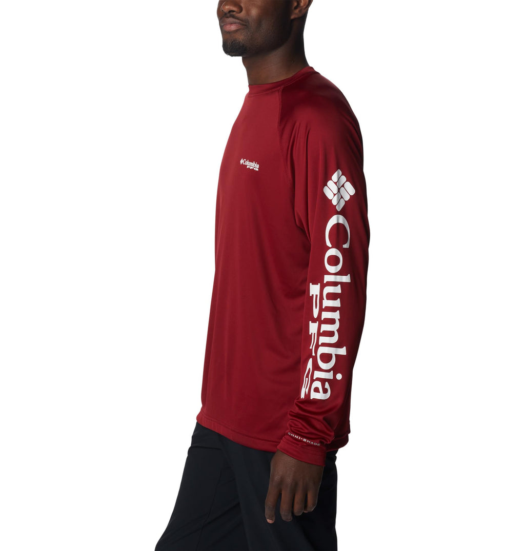 Columbia Men's Terminal Tackle Big & Tall Long Sleeve Shirt, Green Mamba/Black Logo, 2X