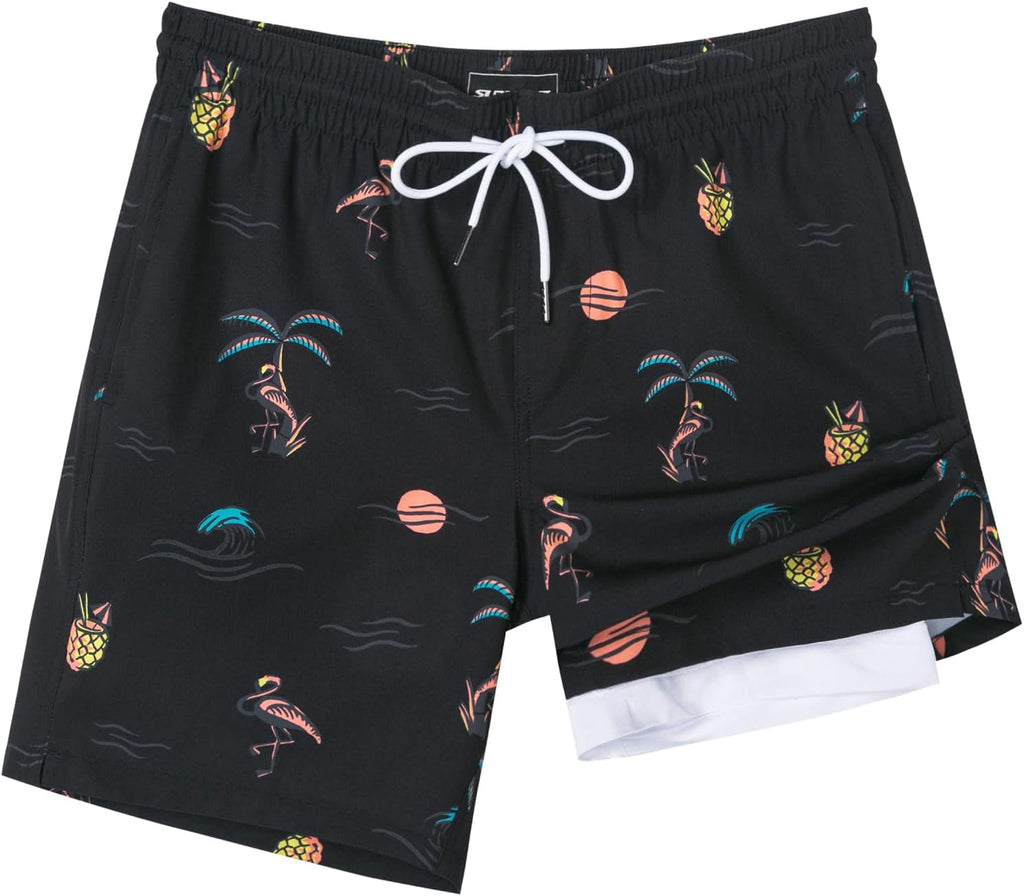 SURF CUZ Men's Swim Trunks - Quick-Dry 7" Shorts with Compression Liner for Ultimate Comfort