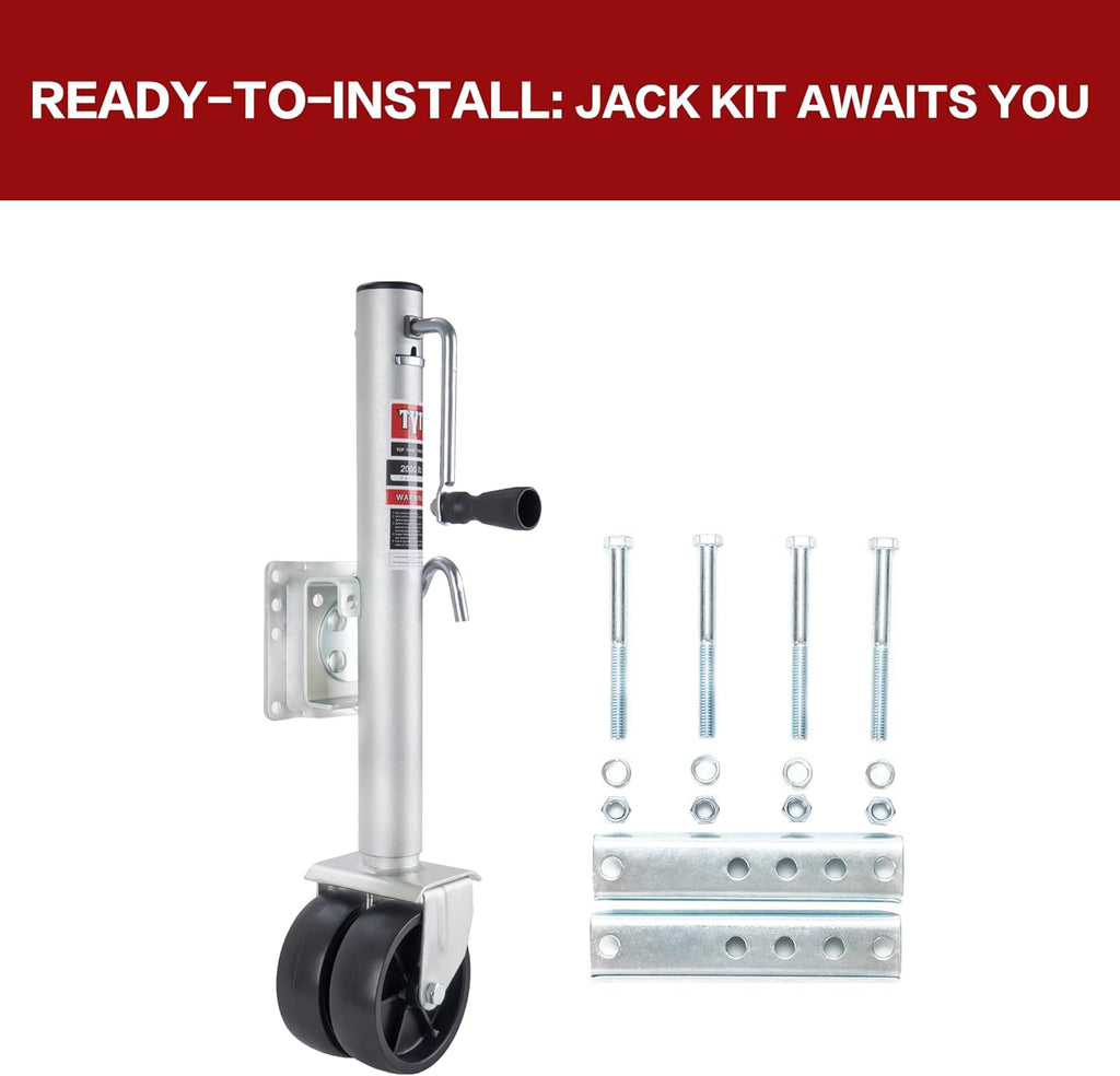 TYT Heavy-Duty Boat Trailer Jack - 2000 lbs Capacity, 12-Inch Lift, Zinc-Plated Finish, Dual 6-Inch Wheels