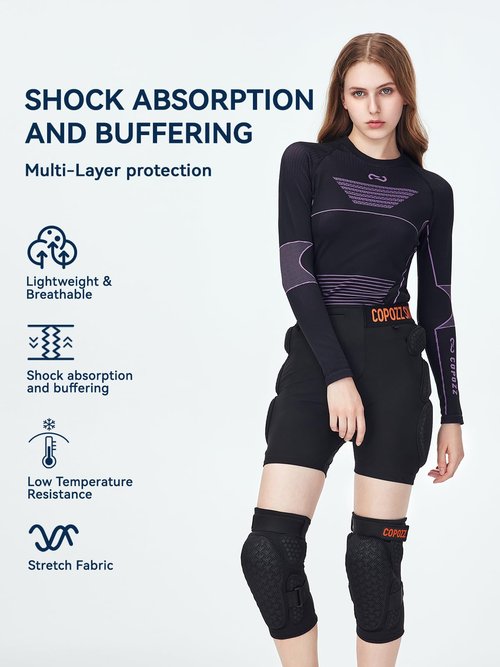 COPOZZ RZ-Labs Padded Shorts, Protective Hip Butt Pads, Crash Pad for ski Snowboarding Skating Skateboard for Men Women Youth