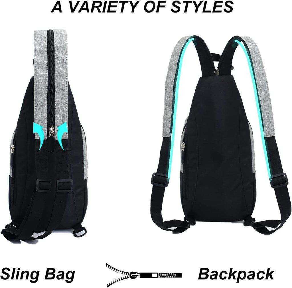 Peicees Small Sling Bag - Convertible Crossbody Backpack for Men & Women | Ideal for Hiking & Travel