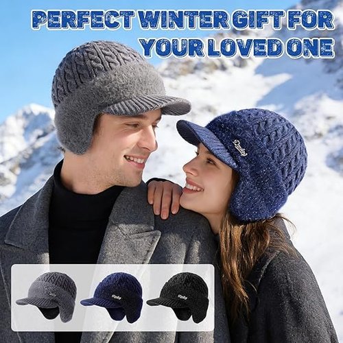 Coldshield Trapper, Warm Faux Fur Ear Flap Hat with Windproof Shell,Baseball Beanie Cozy Lined Aviator Hat for Skiing & Outdoor (Blue)