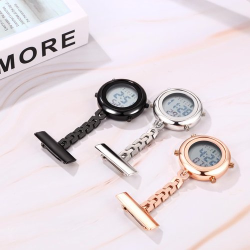 Lancardo Pin on Electronic Watch: HD Digital Display Multi-Function Day Calendar Alarm Stopwatch for Nurses Doctors Hikers Chefs Climbers