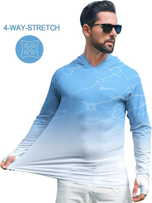 iCKER Men's Sun Protection Hoodie - UPF 50+ Long Sleeve Rash Guard for Fishing & Outdoor Activities