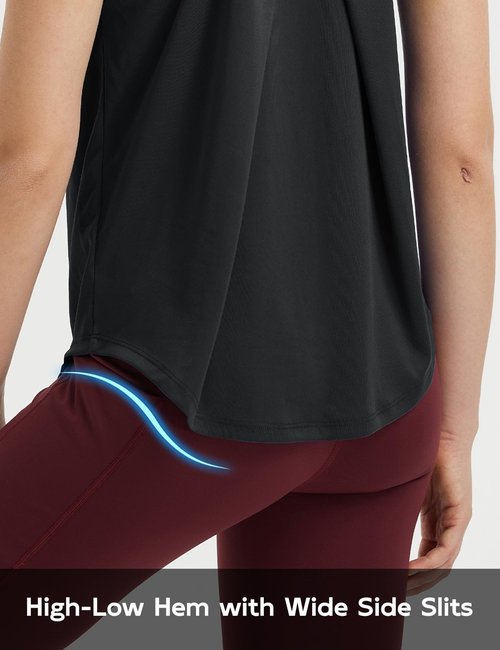 baleaf Women's Workout Tops Racerback Sleeveless Running Athletic Tank Tops Quick Dry Shirts for Sports Gym Exercise Black L