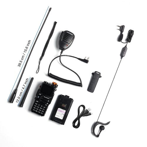 BAOFENG K5PLUS Tri-Band Ham Radio Long Range, UHF VHF 1.25M Handheld 10W Tri-Power Two Way Radio with Airband, NOAA, 2500mAh Battery, Speaker Mic, 999CH, Frequency Copy, Scramble (1 Pack)