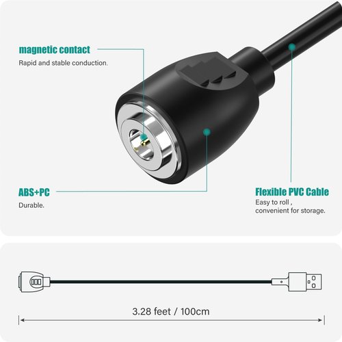 TUSITA Magnetic Charger Cable MagDock Compatible with NEBO Master Series | PowerTac M-Series - 1M, Flashlight Accessories