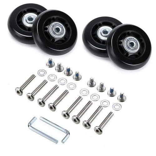 F-ber Luggage Suitcase Wheels with ABEC 608zz Bearings, 45mm Inline Outdoor Skate Replacement Wheels, Set of 4 (Black, OD45mm x H18mm x ID6mm/1.77" x 0.7" x 0.24")