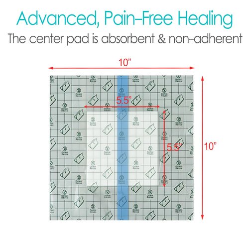 Waterproof Shower Cover Shields Dialysis Port Picc Line Chest Catheter PD Peritoneal Dialysis Chemo Non-Stick Center Pad for Feeding Tube Peg G-Tube Patient Bandage Protector, 10"x10"(Pack of 25)