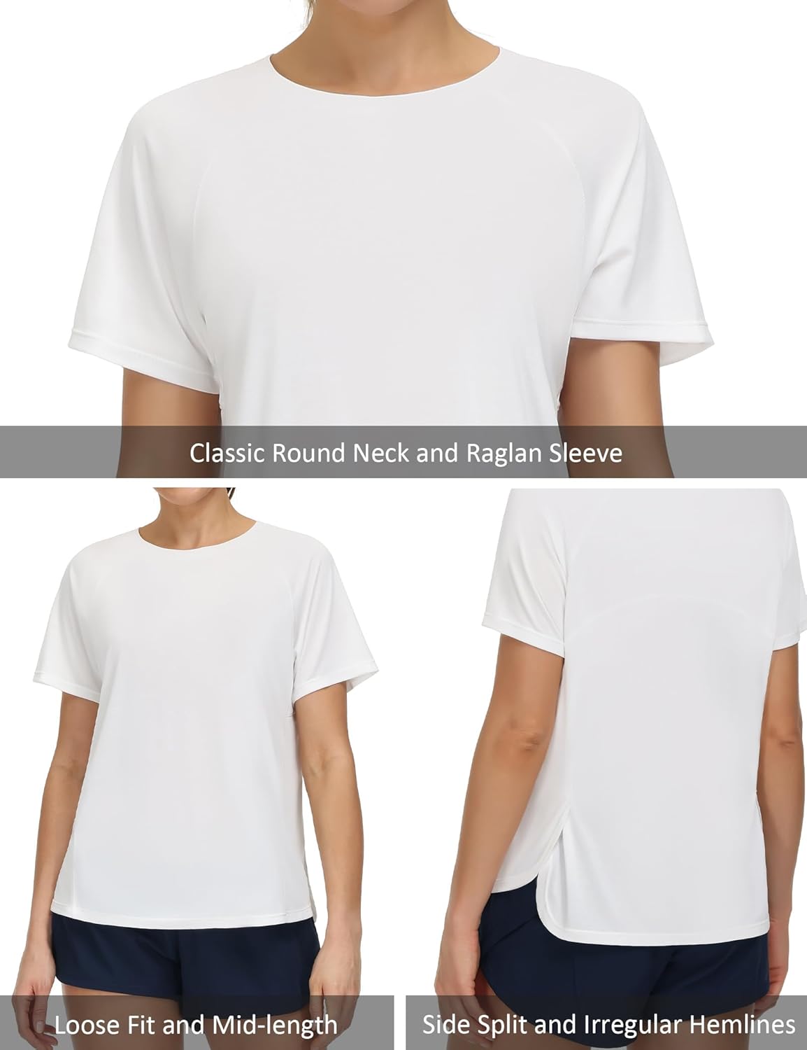 The Gym People Women's Workout Shirts - Breathable Short Sleeve Yoga Tees with Side Slits