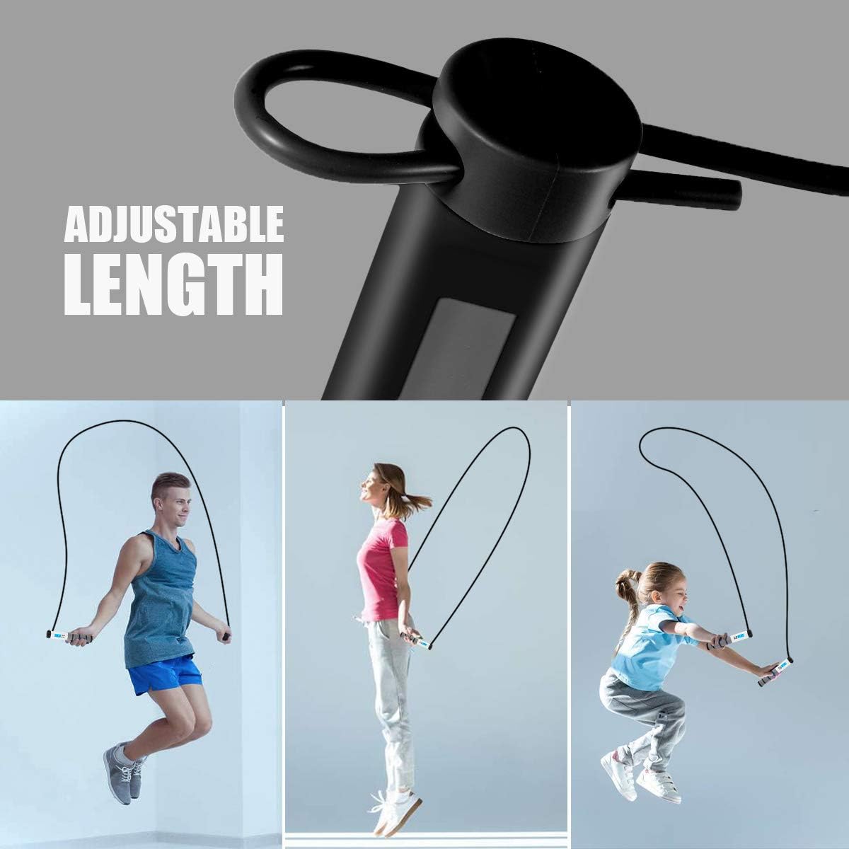 Skiennix Digital Weighted Jump Rope - Adjustable Speed with Calorie Counter | Fitness Training for All Ages