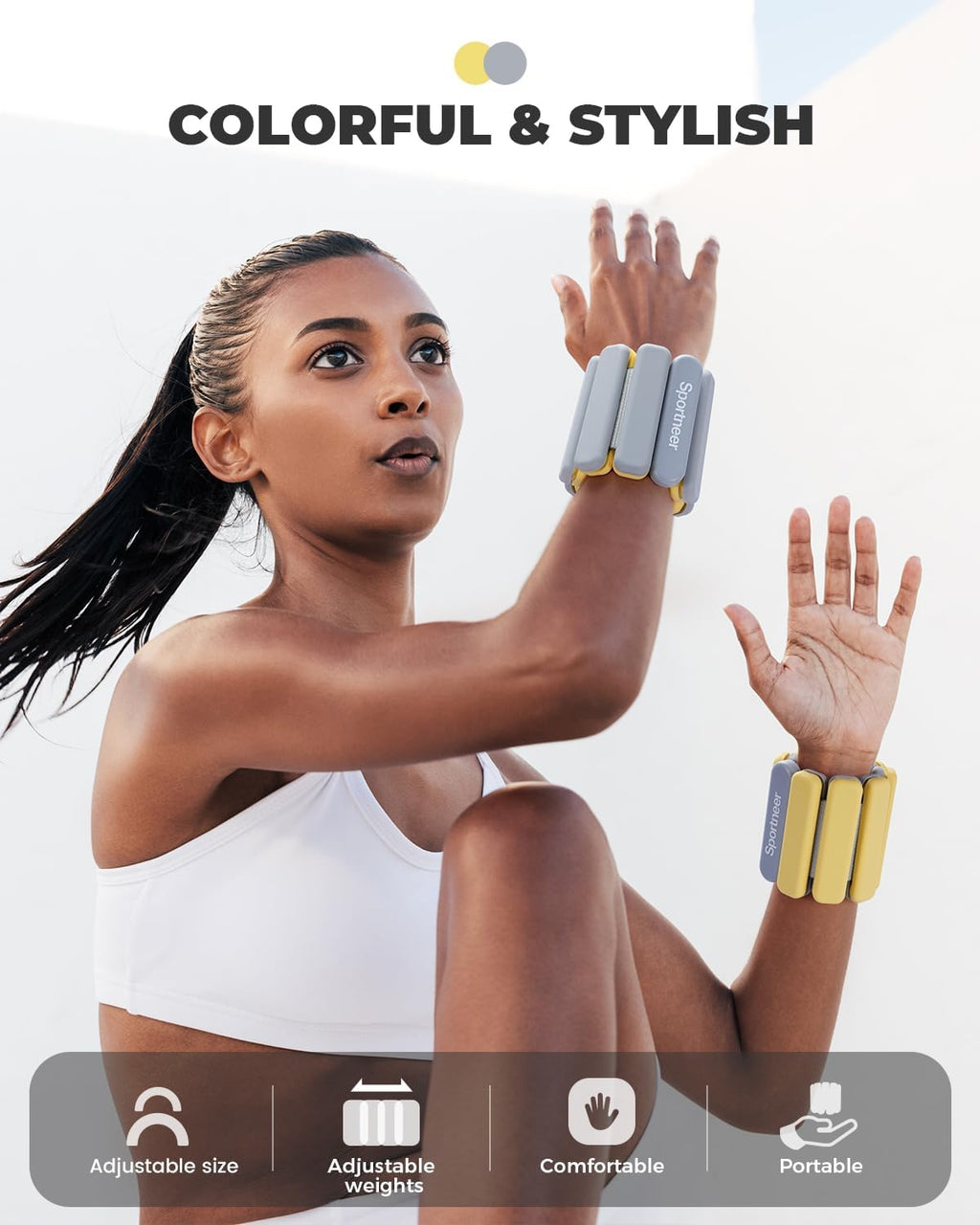 Sportneer Adjustable Wrist & Ankle Weights - 4 lbs Total for Gym, Yoga & Strength Training