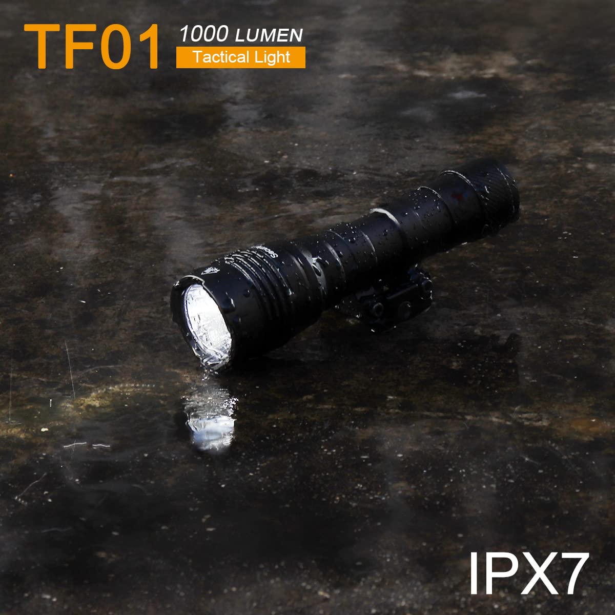 SecurityIng TF01 1000 Lumens SST40 LED Tactical Flashlight with Remote Pressure Switch, Programming 3 Modes Quick Release Weapon Light for MIL-STD-1913 Rails (Without Battery)