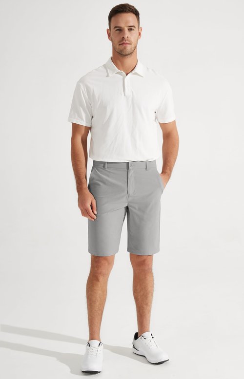 Libin Men's Golf Shorts 9" Casual Flat Front Hybrid Shorts Work Dress Chino Short Lightweight Quick Dry Water Resistant with Pockets, Light Grey, Size 33